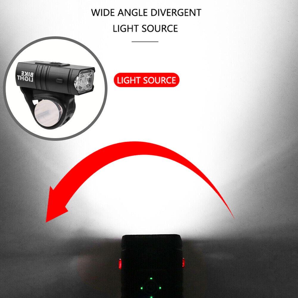 USB Rechargeable LED Bike Light Set Bicycle T6 Front Light COB Taillight