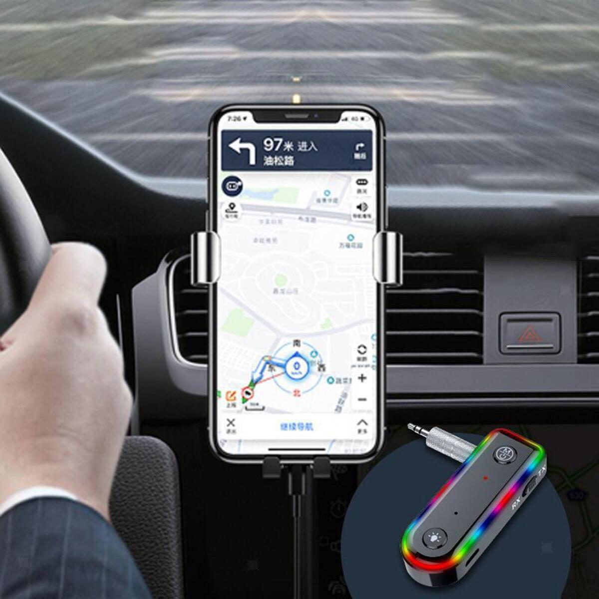 BT 5.0 Call Music Transmitter Receiver AUX Adapter for Car Headphone