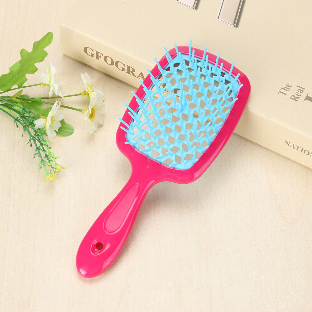 Wide Teeth Air Cushion Combs Scalp Massage Hollow Grid Airbag Brush (Rose)
