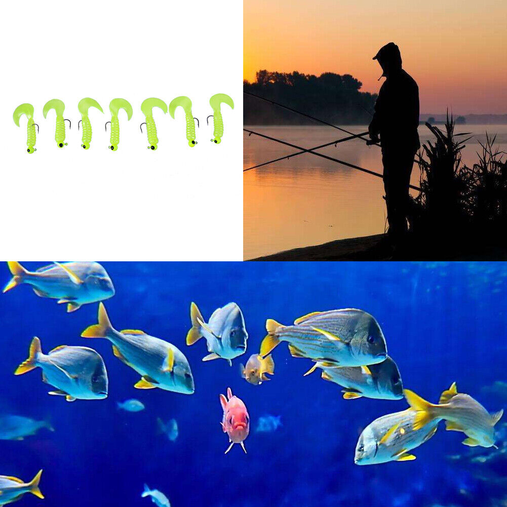 1.75g 4.4cm Soft Fishing Worm Lure with Lead Bait Hook Fish Tackle(Yellow)