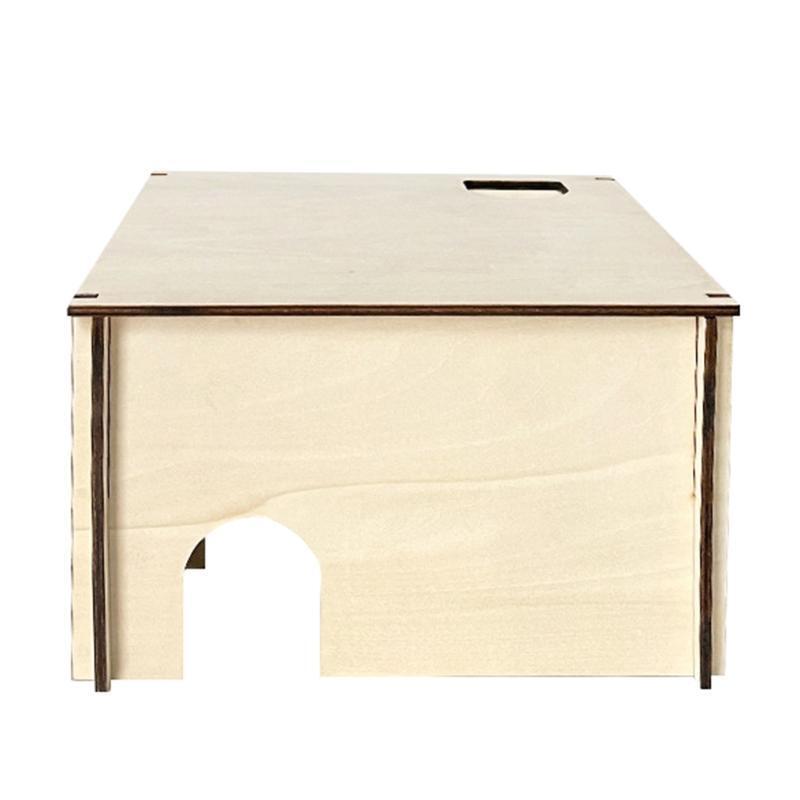 Syrian Hamsters Maze Wood Hut Detachable Roof 3 Chambers House for Small Pets