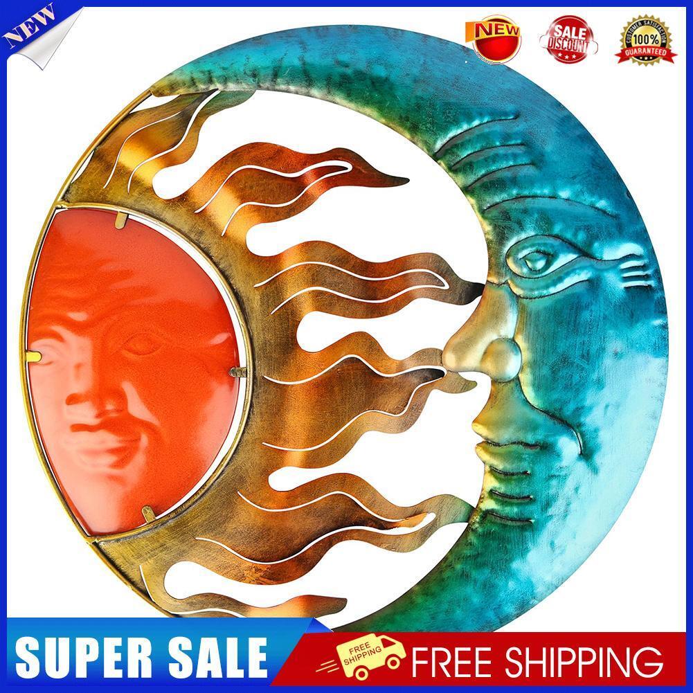 Metal Moon Sun Art Crafts Rust-proof Wall Ornament Gift Home Garden Decor