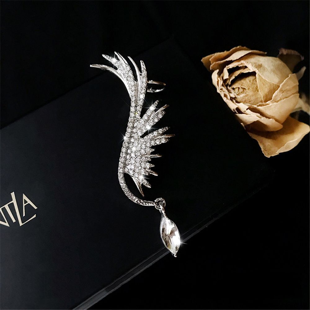 Earrings Zircon Dangle Drop Ear Clip Ear Stud Rhinestone Angel Wings Earrings