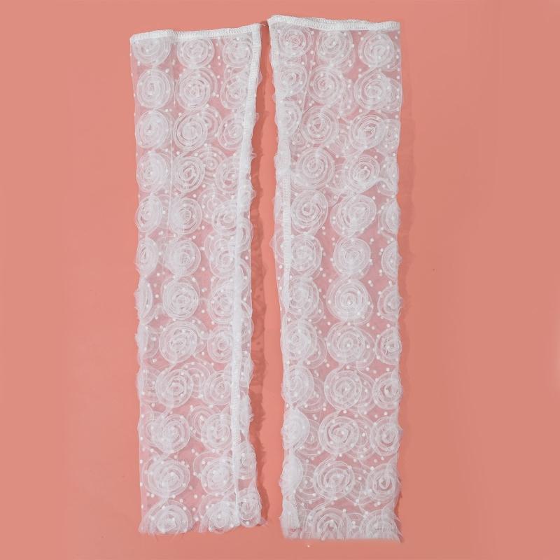 Stero Rose Decor Lace Glove White Long Sleeve Wedding Party Gloves for Girl