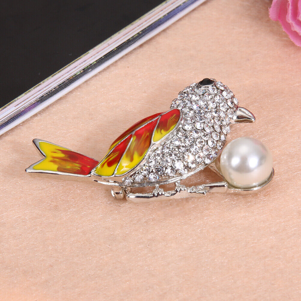 Fashion Diamond Enamel Forked Tail Parrot Brooch Corsage Clothing Ornaments