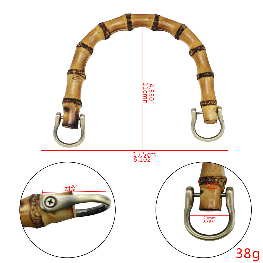 2pcs Bamboo Bag Handle for Handbag DIY Tote Replacement Parts (Copper)