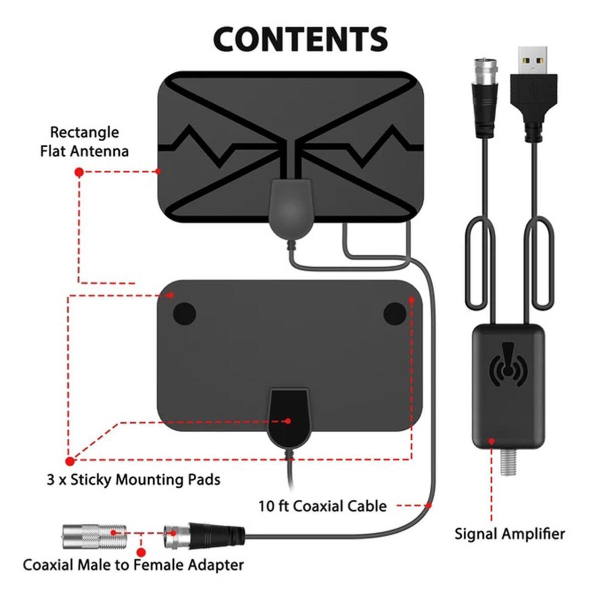 Indoor 4K TV Antenna 3600 Miles Aerial with Amplifier Signal Booster Premium