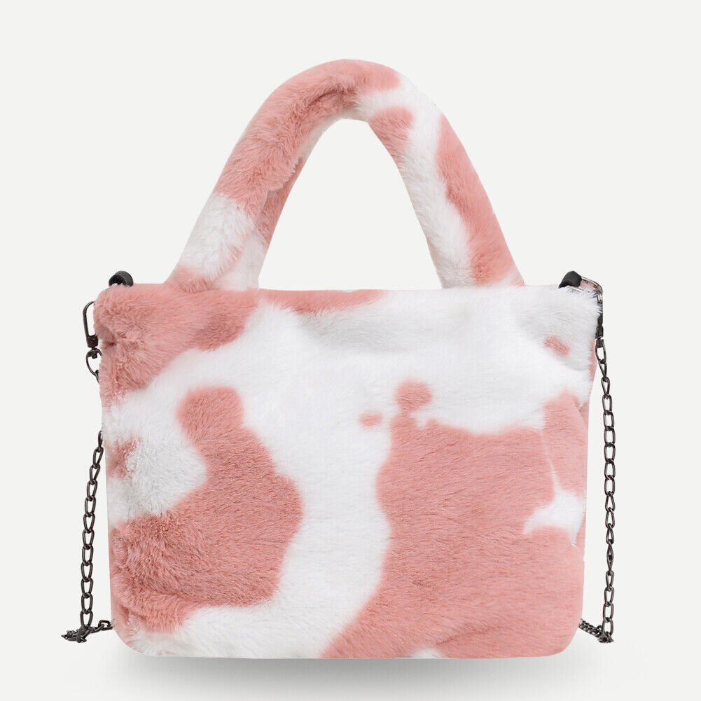 Plush Messenger Bag Women Winter Fashion Shoulder Fluffy Handbag (Pink)