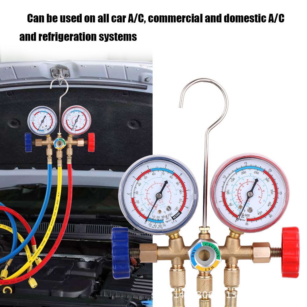 and Hook Refrigerant Manifold Gauge Set Car AC Gauge Set Air Conditioning Tools