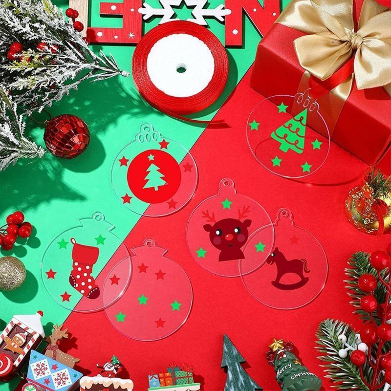 Clear Acrylic Christmas Ornament Blank DIY Decorating Sheet Pendant Funny Home