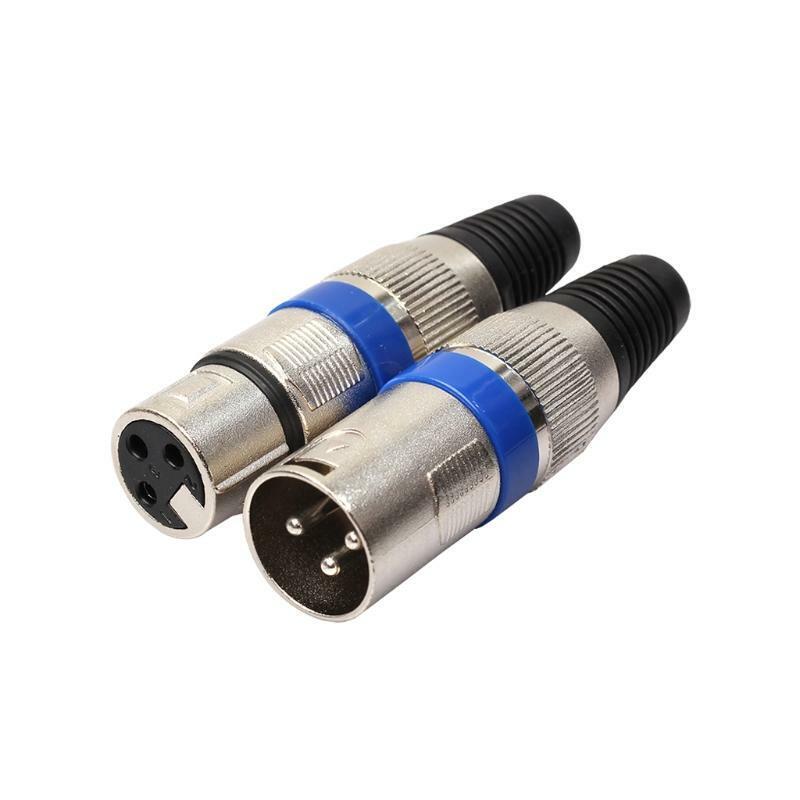 1 Pair XLR 3 Pin Male Plug + Female Jack Microphone MIC Audio Connector Adapter