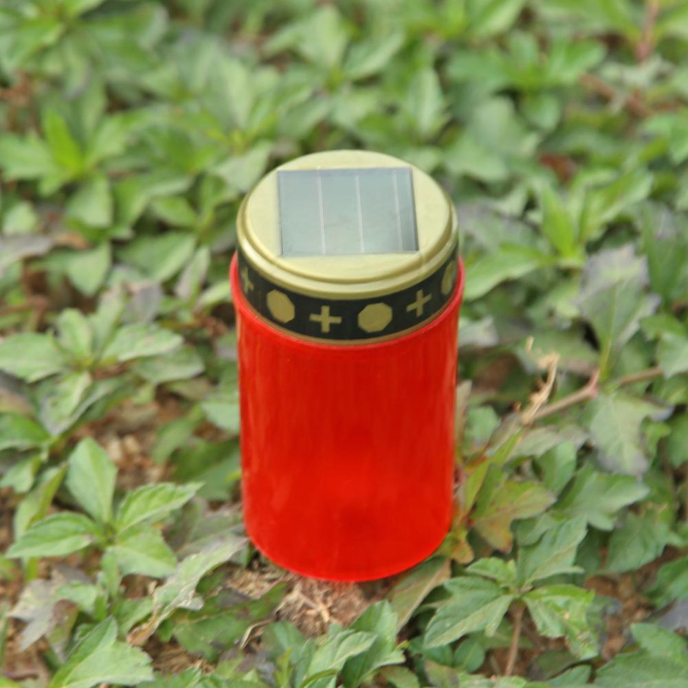Grave Electronic LED Candle Lamp Flameless Solar Decorative Tea Light (Red)