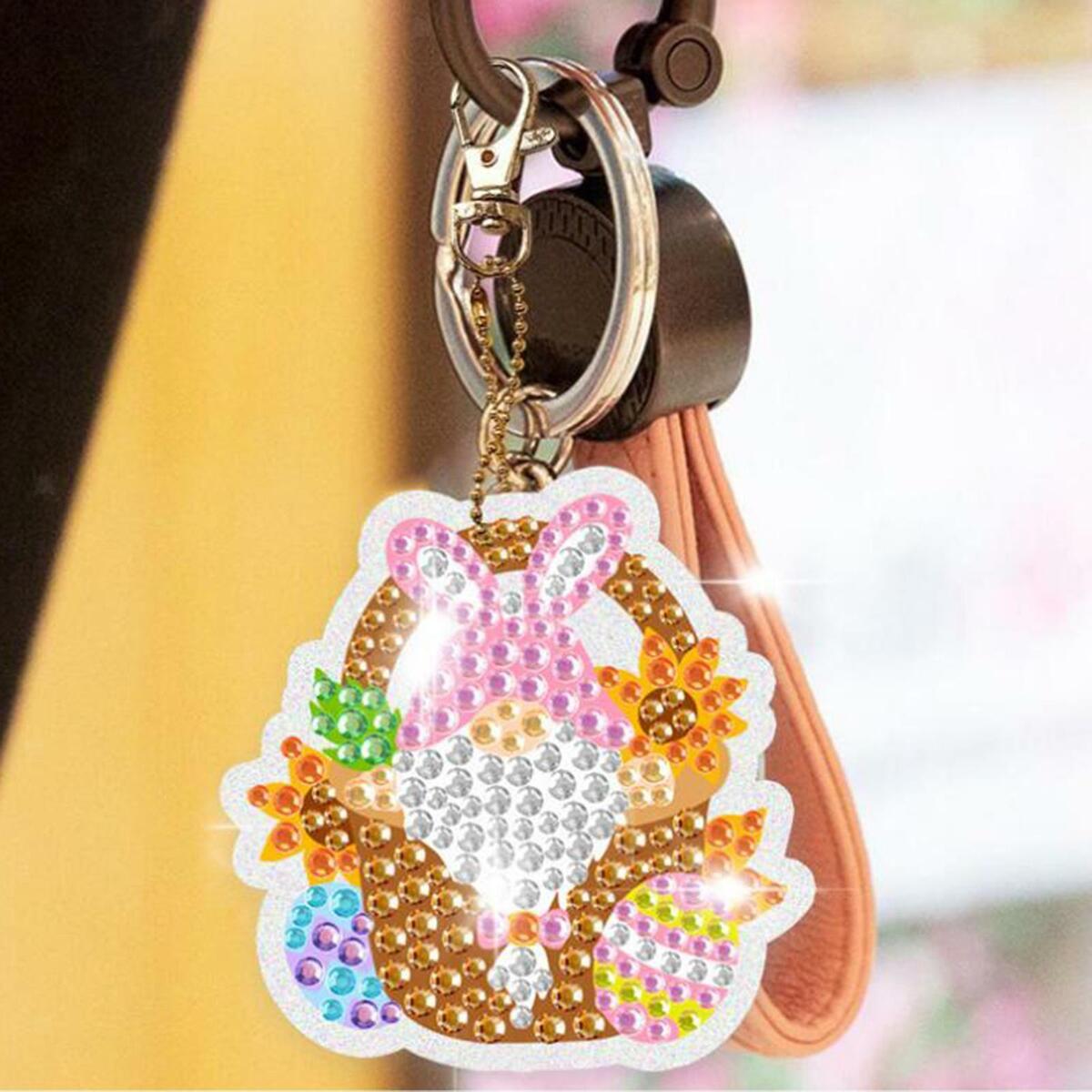 20 pieces DIY  Keychains Egg Rhinestone Key Ring Pendants