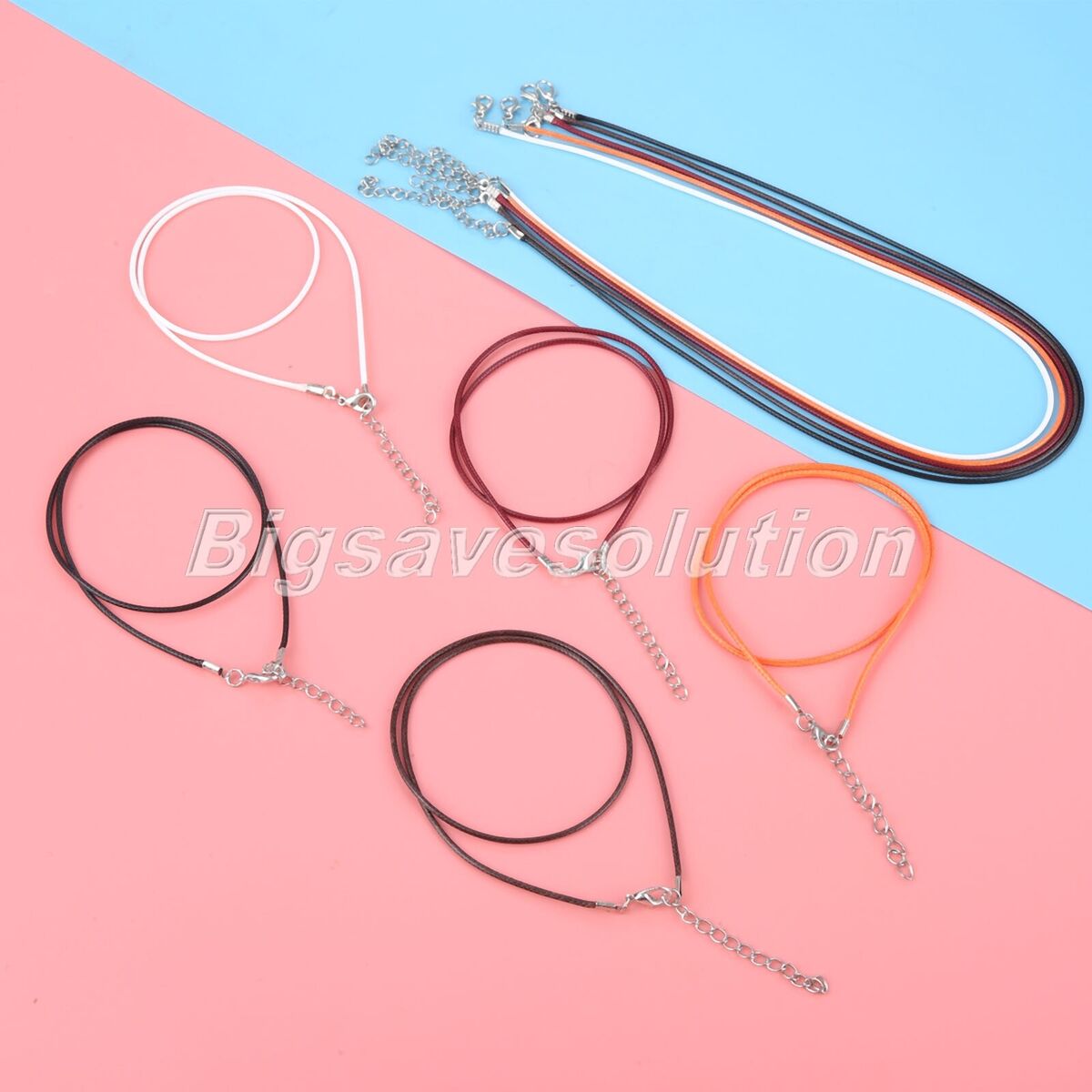 50Pcs/lot Waxed Necklace Chain Jewelry Making Clasp Rope Cord 5 Colour Fashion