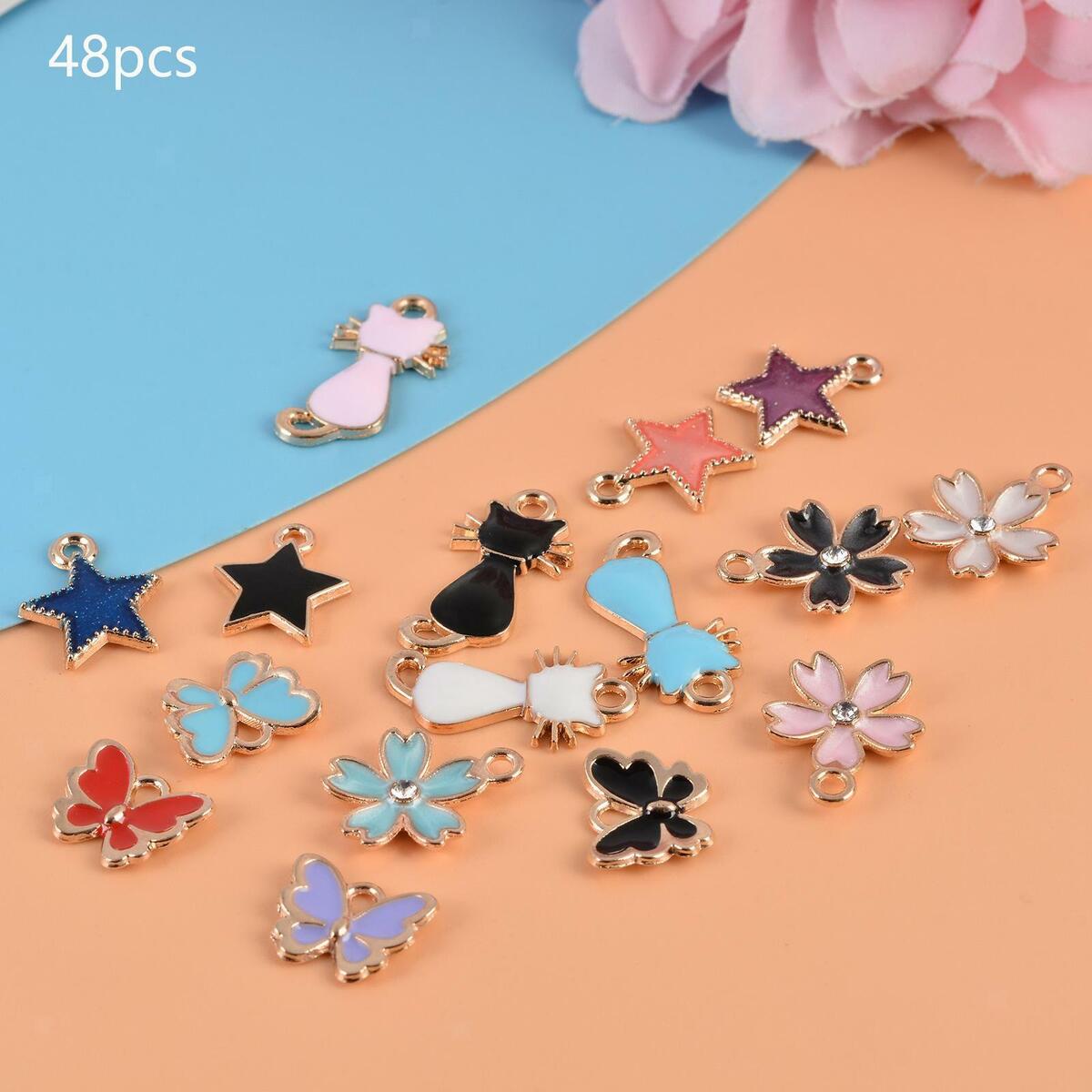 48Pcs Enamel Charms 4  Findings for Jewelry Making Necklace Earrings