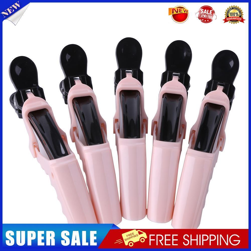 5pcs Crocodile Hair Sectioning Clips Salon Hair Styling Grip Clamps (Pink)