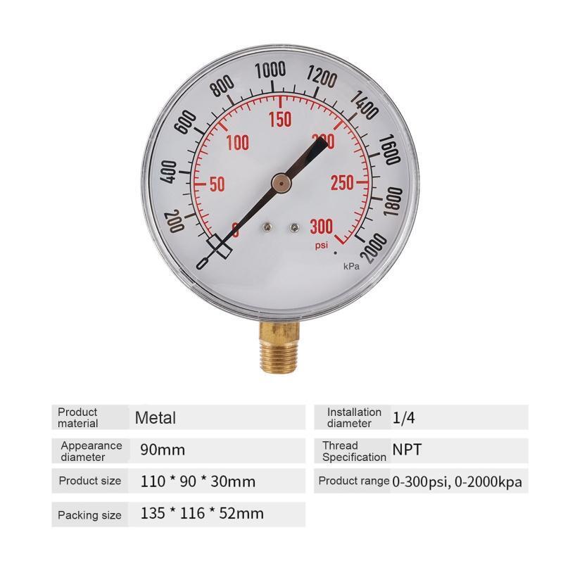 Digital Pressure Gauge 90mm/3.5in Diameter Stainless Steel Vaccum Pressure Gauge