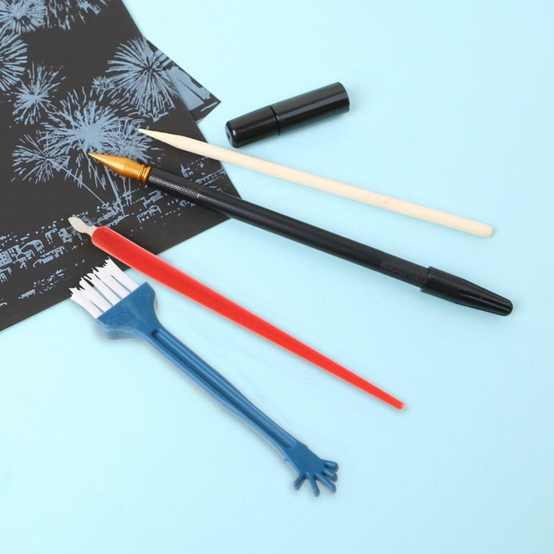 5Pcs Painting Drawing Scratch Arts Set Stick Scraper Pen Tools Creative DIY New