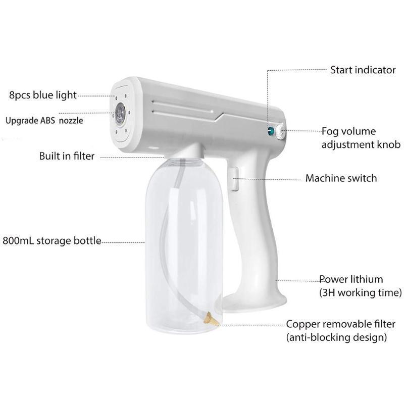 Wireless Nano Blue Ray Spray Sterilizer Handheld Sprayer Home Disinfection Clean