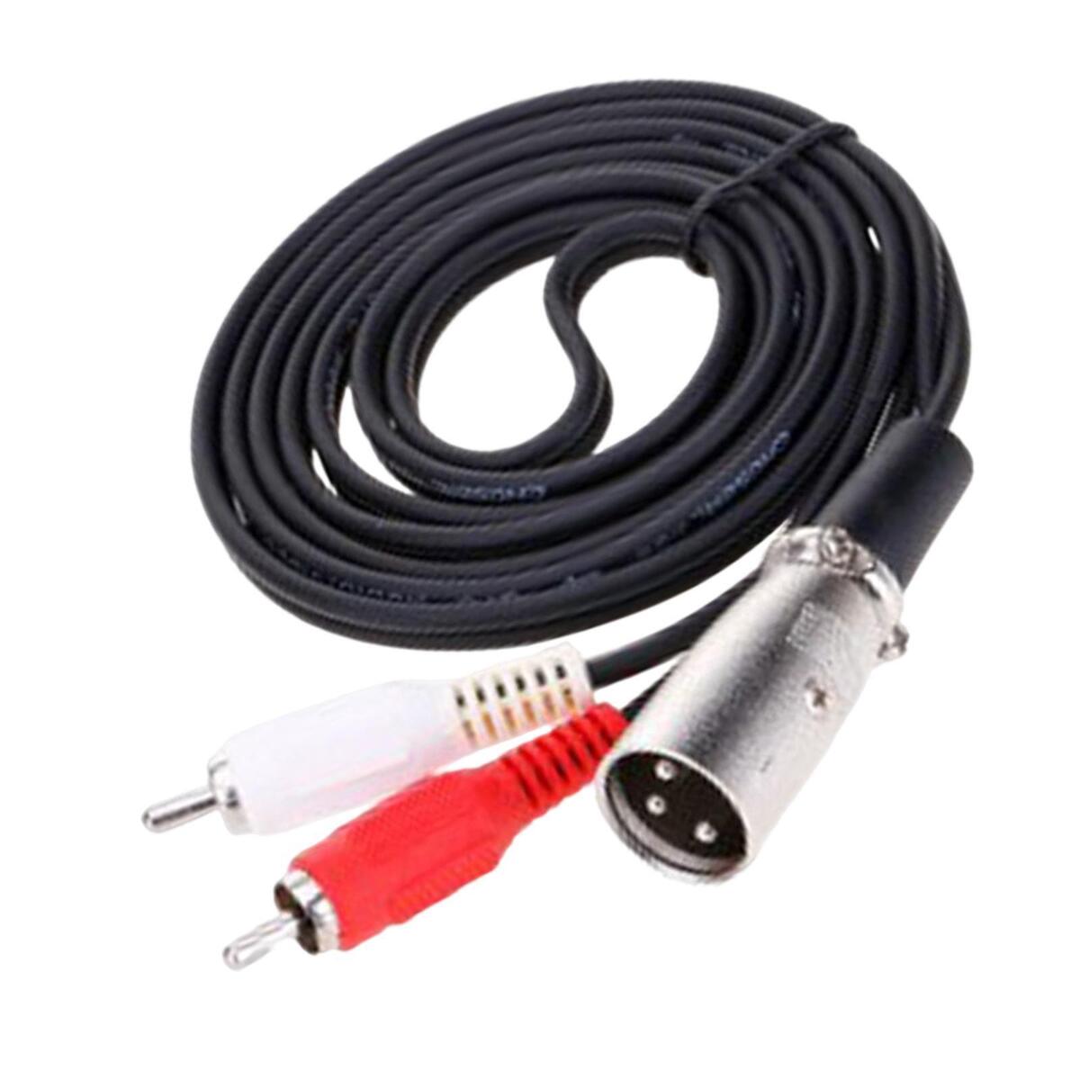 Pro XLR 3 Pin Male to Dual RCA Male Plug Cable Adapter Mic Audio Y Splitter