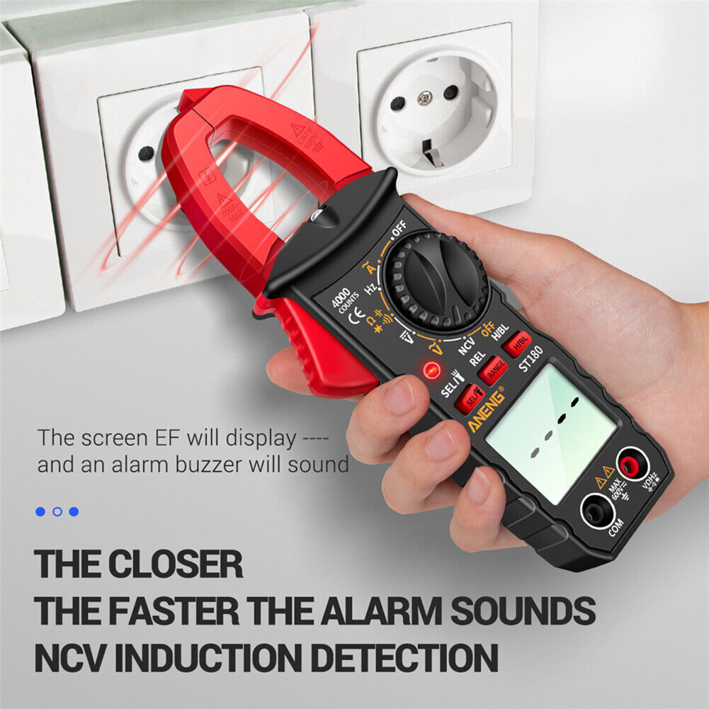 ST180 4000 Counts Digital Current Clamp Meter NCV Multimeter Tester (Red)