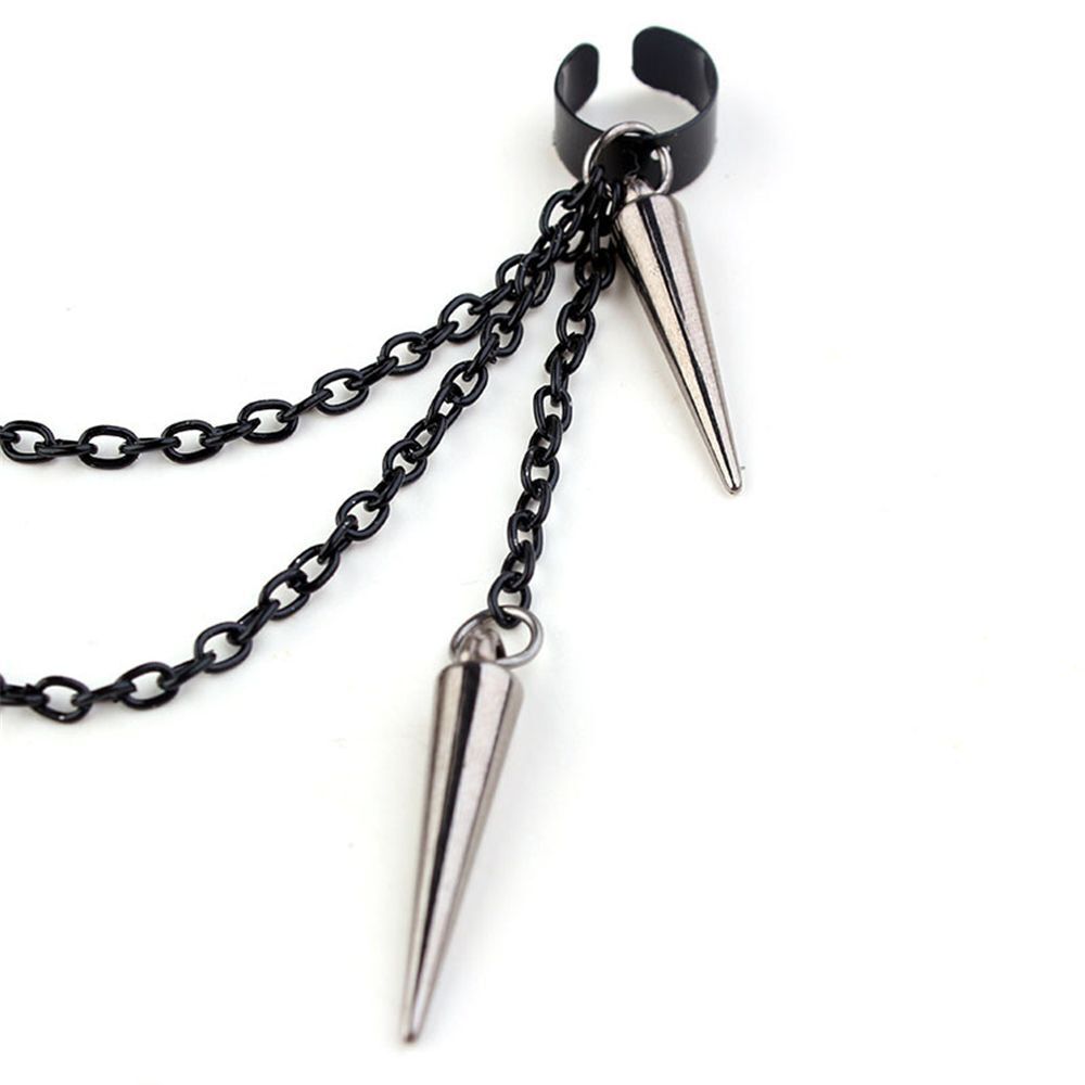 Party Hip Hop Rock Long Tassel Drop Punk Earrings Ear Clip Ear Stud Rivet