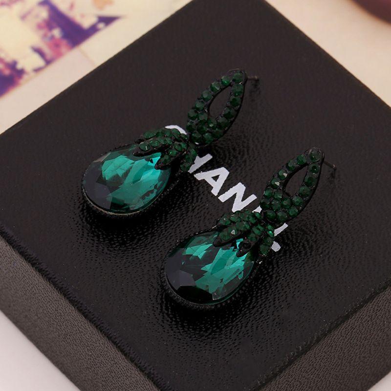 Gorgeous Dark Green Water Drops Earrings Jewelry Gifts for Female Anniversary