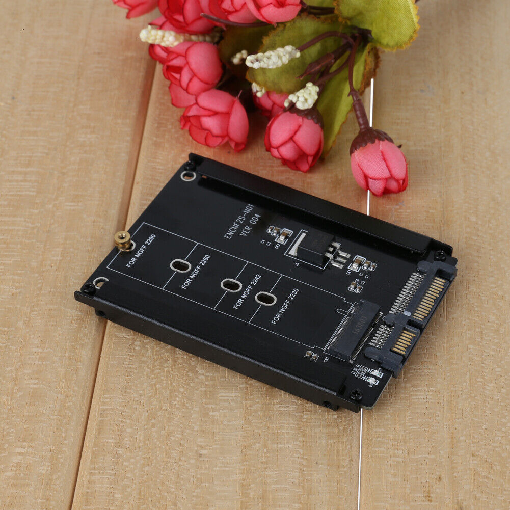 Black Metal Cased CY B+M Socket 2 M.2 NGFF (SATA) SSD to 2.5 SATA Adapter