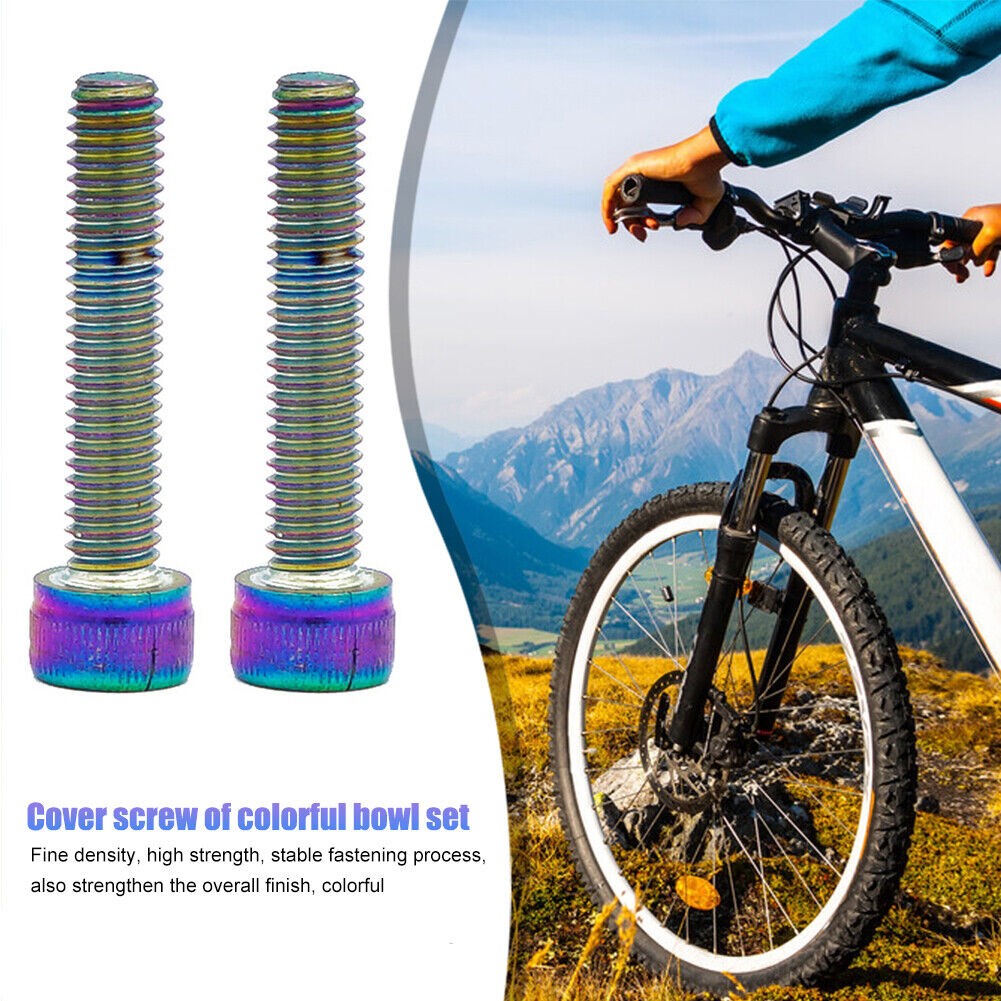 2pcs M6 Road Bike Bowl Cover Bicycle Stem Top Cap Screw for 30mm Fork Tube
