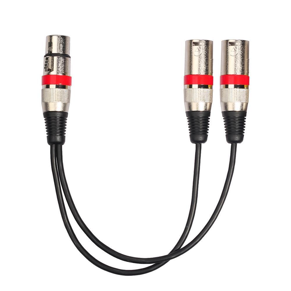 3Pin XLR Female to Dual 2 Male Y Splitter 30cm Adapter Cable Wire (Red)