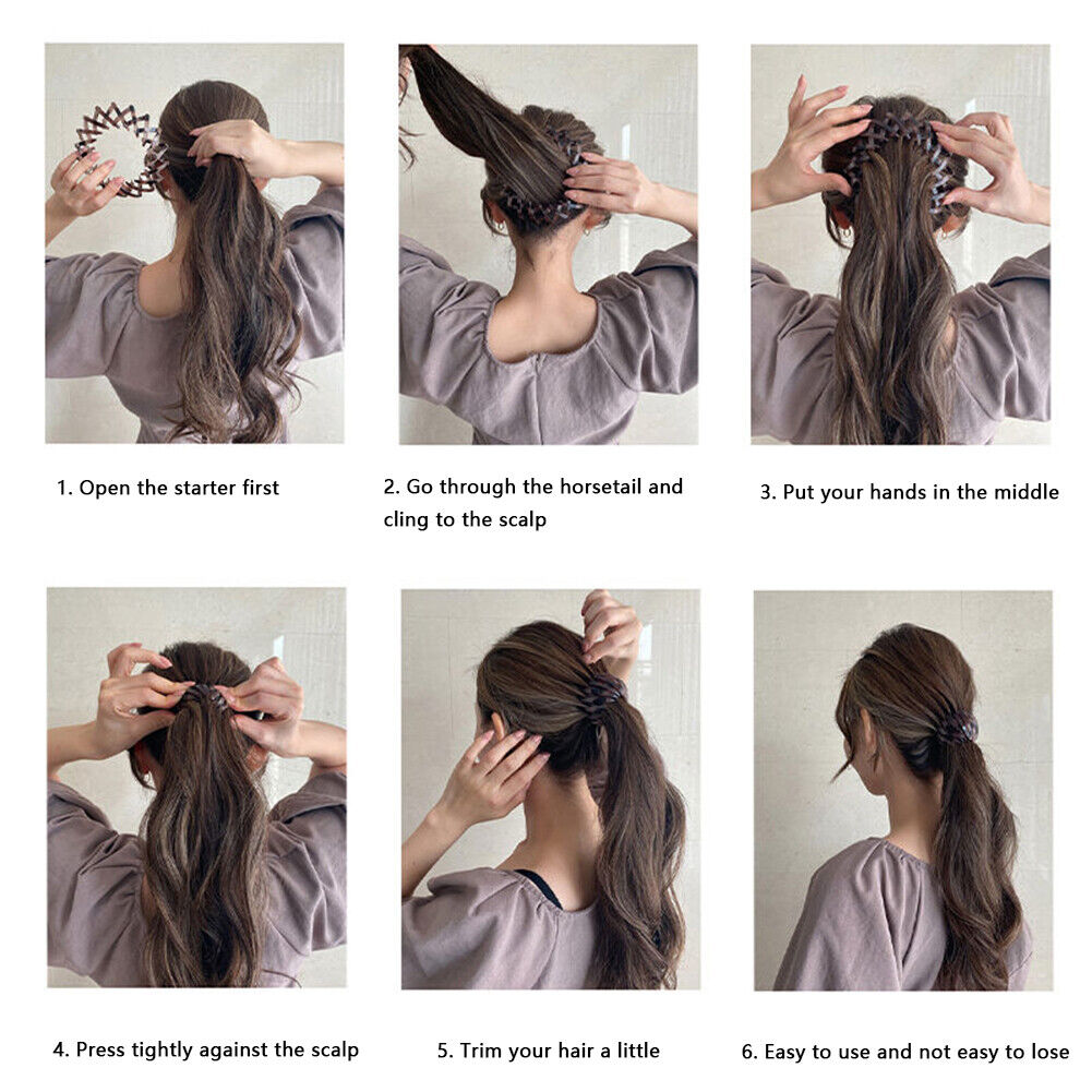 Women Bun Hair Claw Expanding Ponytail Buckle Bird Nest Hair Clip (Grey)