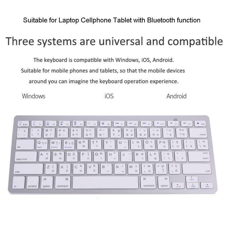 English Thai 78 Keys Wireless Bluetooth-compatible Keyboard for Laptop Tablet