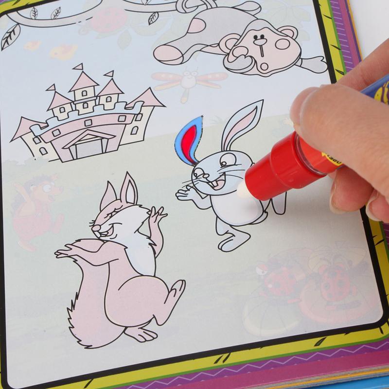 Kids Magic Water Drawing Book Coloring Doodle Animal Painting Board w/ Magic Pen