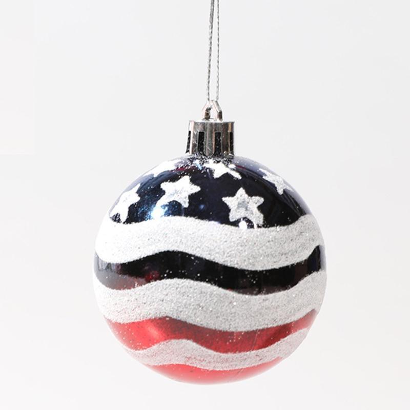 9pcs 4th of July Ornaments for Tree Blue Red White Star Ball Bulb for Labor Day