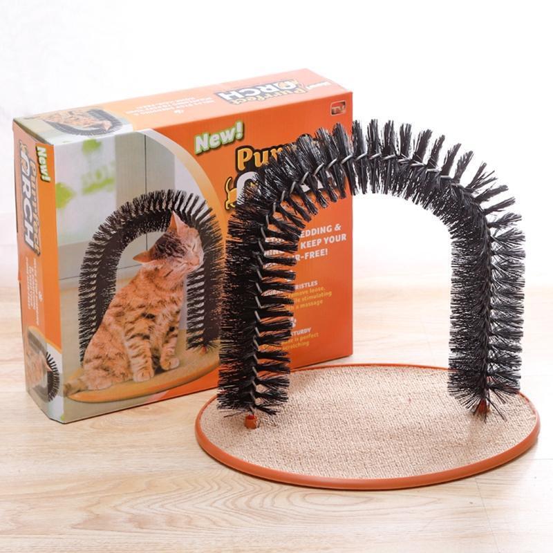 Self Grooming Cat Arch Brush Carpet Base Groomer Massager Scratcher Hair Cleaner