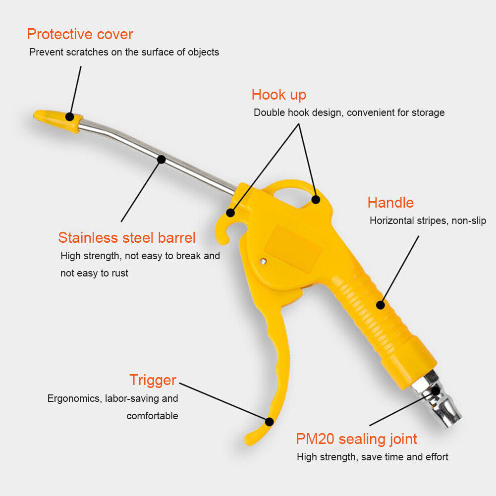 High Pressure Air Blower Gun Dust Removal Pneumatic Car Blowers (Yellow)