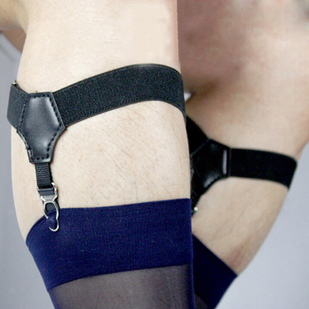 PAIR MEN SOCK SUSPENDERS GARTER ADJUSTABLE   ELASTIC  GRIP