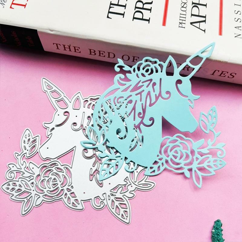 Horse Animal with Flower Leaf Metal Cutting Dies Embossing Stencil DIY Template