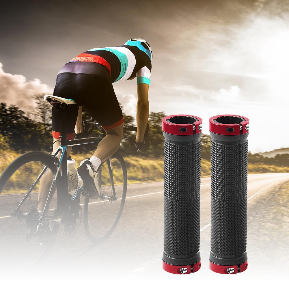 1 Pair MTB Bike Handlebar Anti-Skid Grips Rubber Bicycle Accessory (Red)