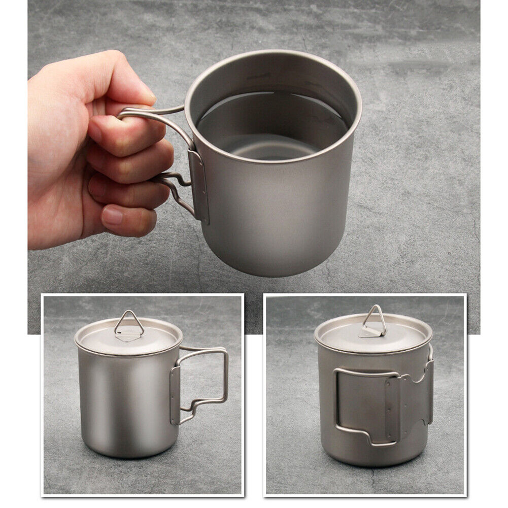 420ml Camping Water Cup Mug with Lid Outdoor Picnic Travel Cooking Utensils