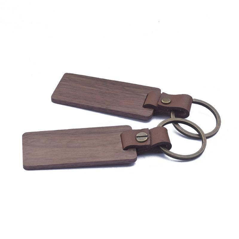 Blank Rectangle Wooden Key Chain Engraving Keyring Promotional Gifts Accessories