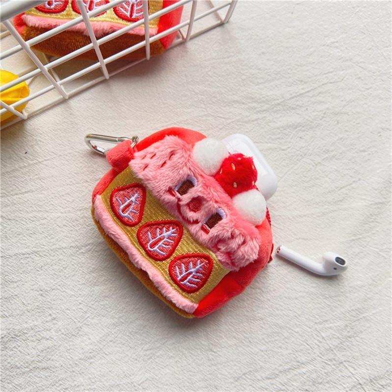 Cute Strawberry Purse Plush Sweet Pattern Fluffy Storage Bag with Zipper