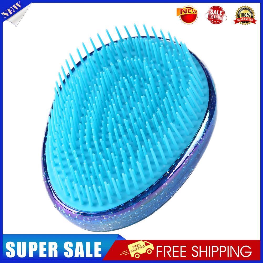 Hair Brush Egg Round Portable Hair Brushes Salon Detangling Comb (Blue)