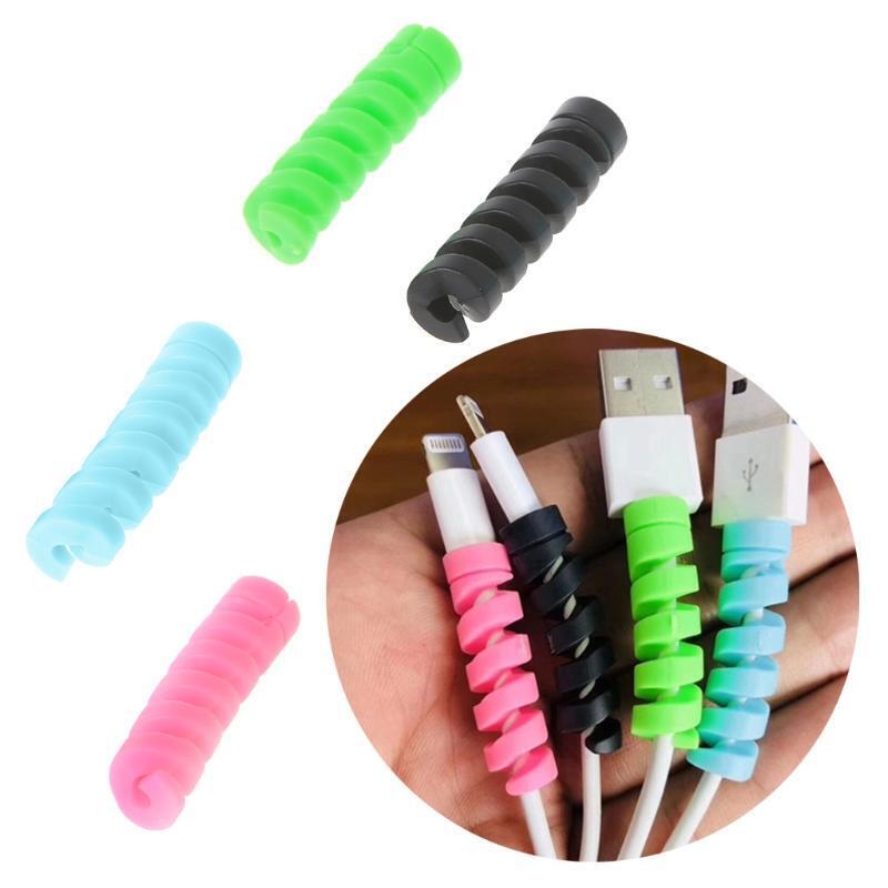 4Pcs Spiral Cable Protector Saver Cover Anti-fracture For Earphone Wire Cable