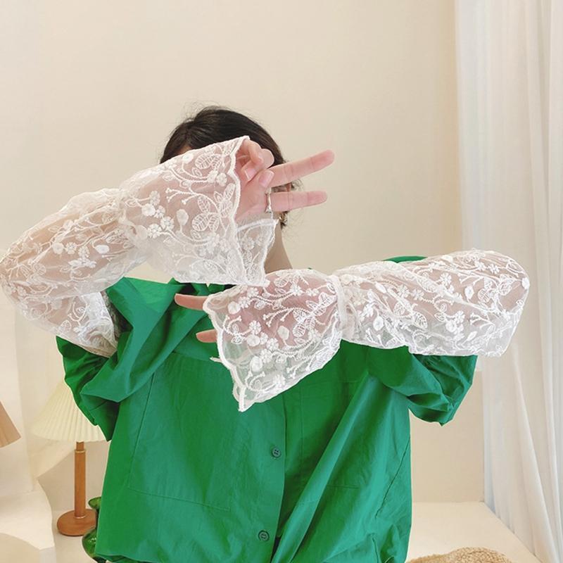 1 Pair Women's Lace Gloves Long Ultra-thin Sun UV Protection Sleeve for Girl
