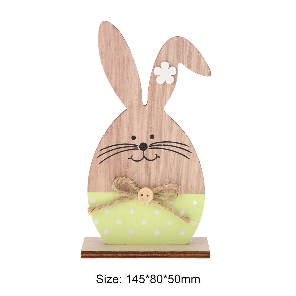 Creative Wooden Rabbit Egg Painted Ornaments Easter Gift for Home Decor (B)