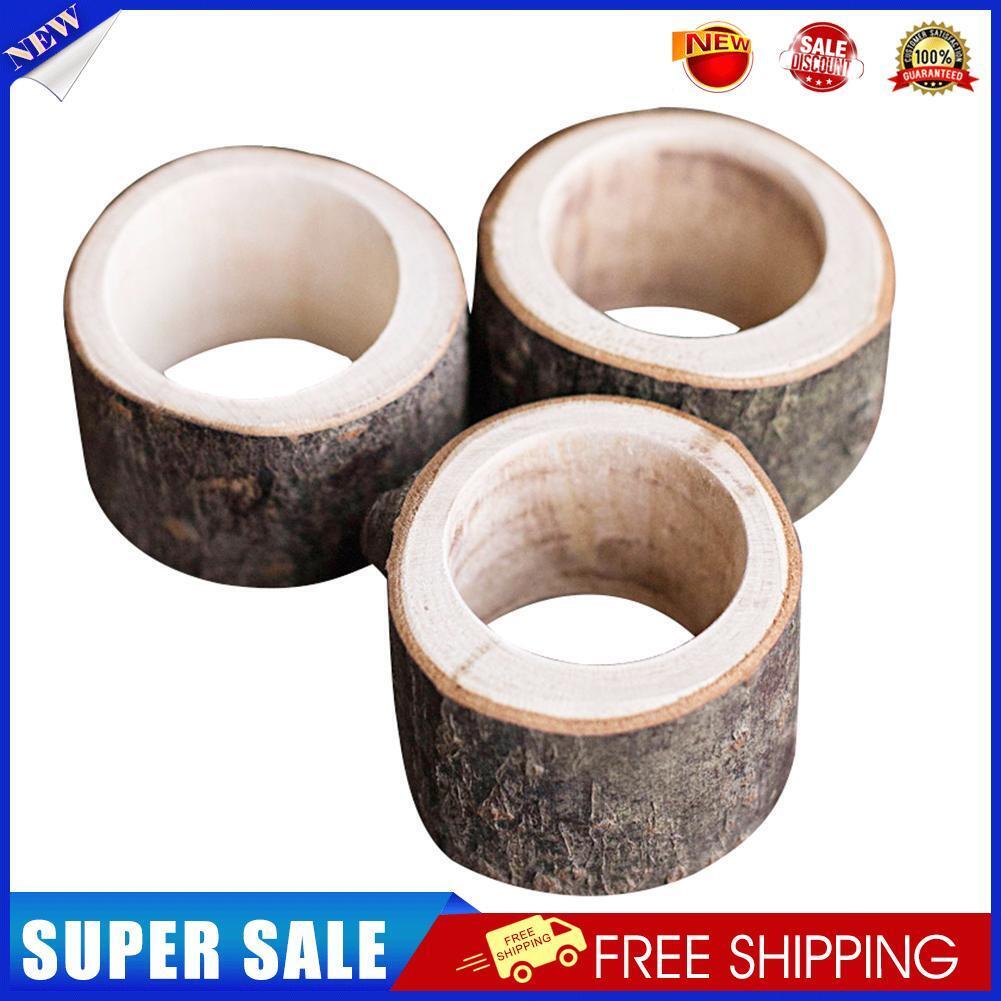 Rustic Wooden Napkin Ring Wedding Party Napkin Holder Table Decoration Gift