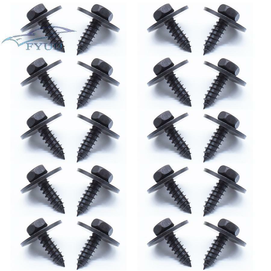 100pcs Black Metal Car Body Fender Bumper Retainer Clips 6.8mm Hex 4mm Screw
