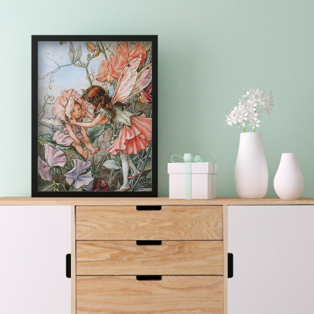 Home Decor Art 5D DIY Round Diamond Painting Fairies Mural Wall Pictures