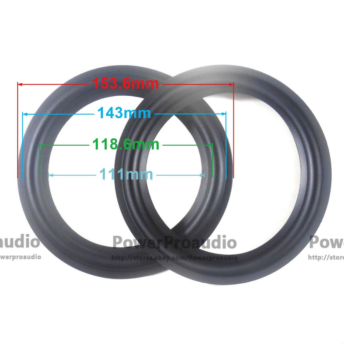 2pcs quality 6 Inch Rubber surround DIY Fit For B&W Speaker 153-143-118-111mm